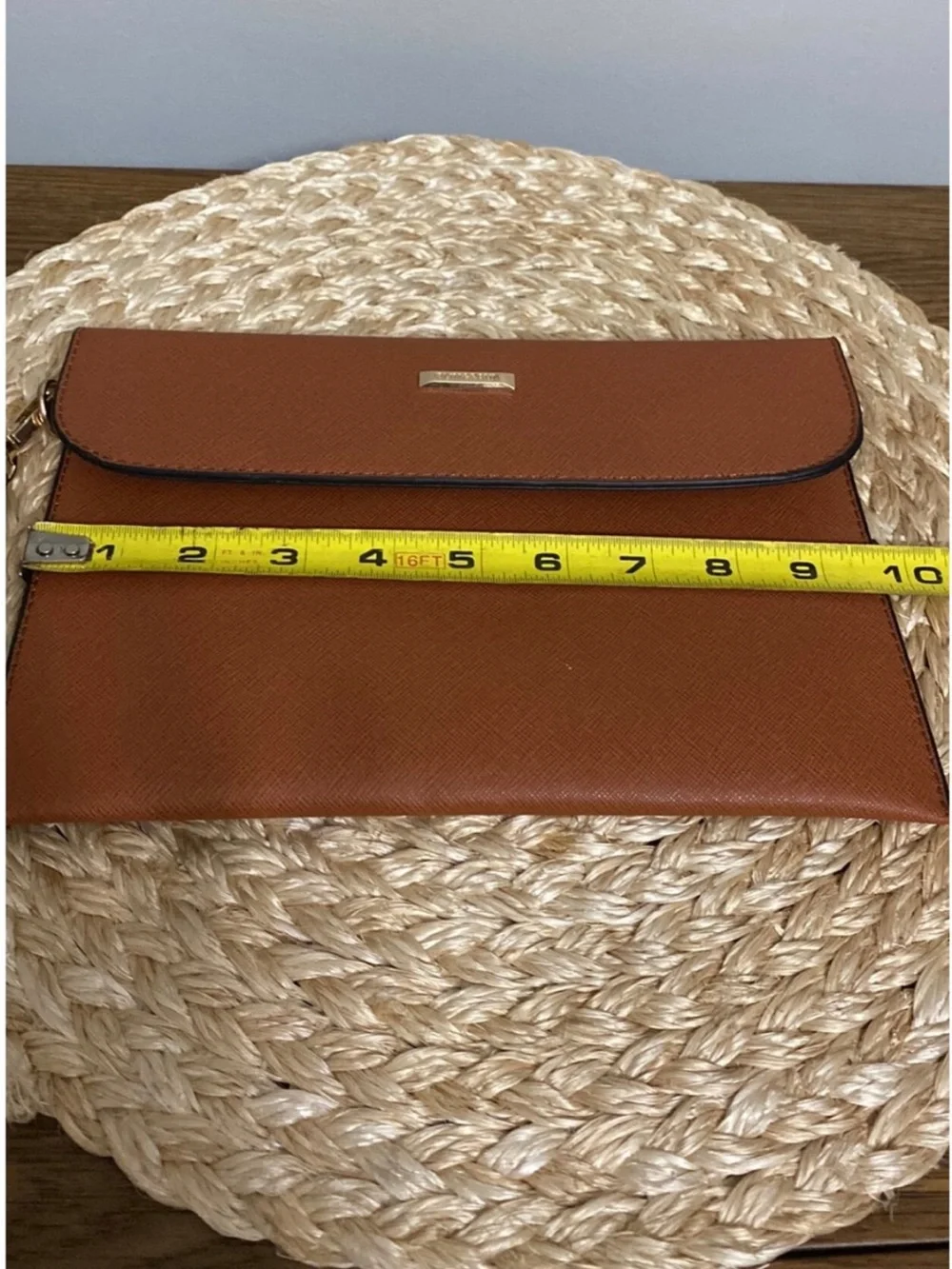 Sleek Brown Wristlet Clutch with Detachable Strap